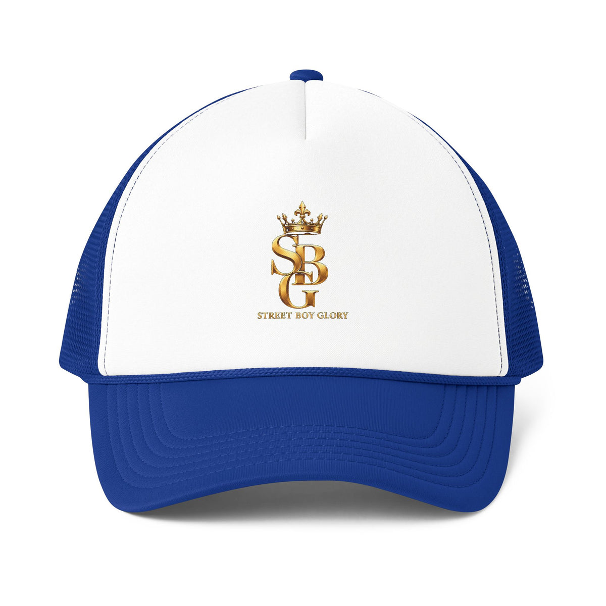Crowned SB Trucker Cap – Royal Blue & Green Streetwear Hat